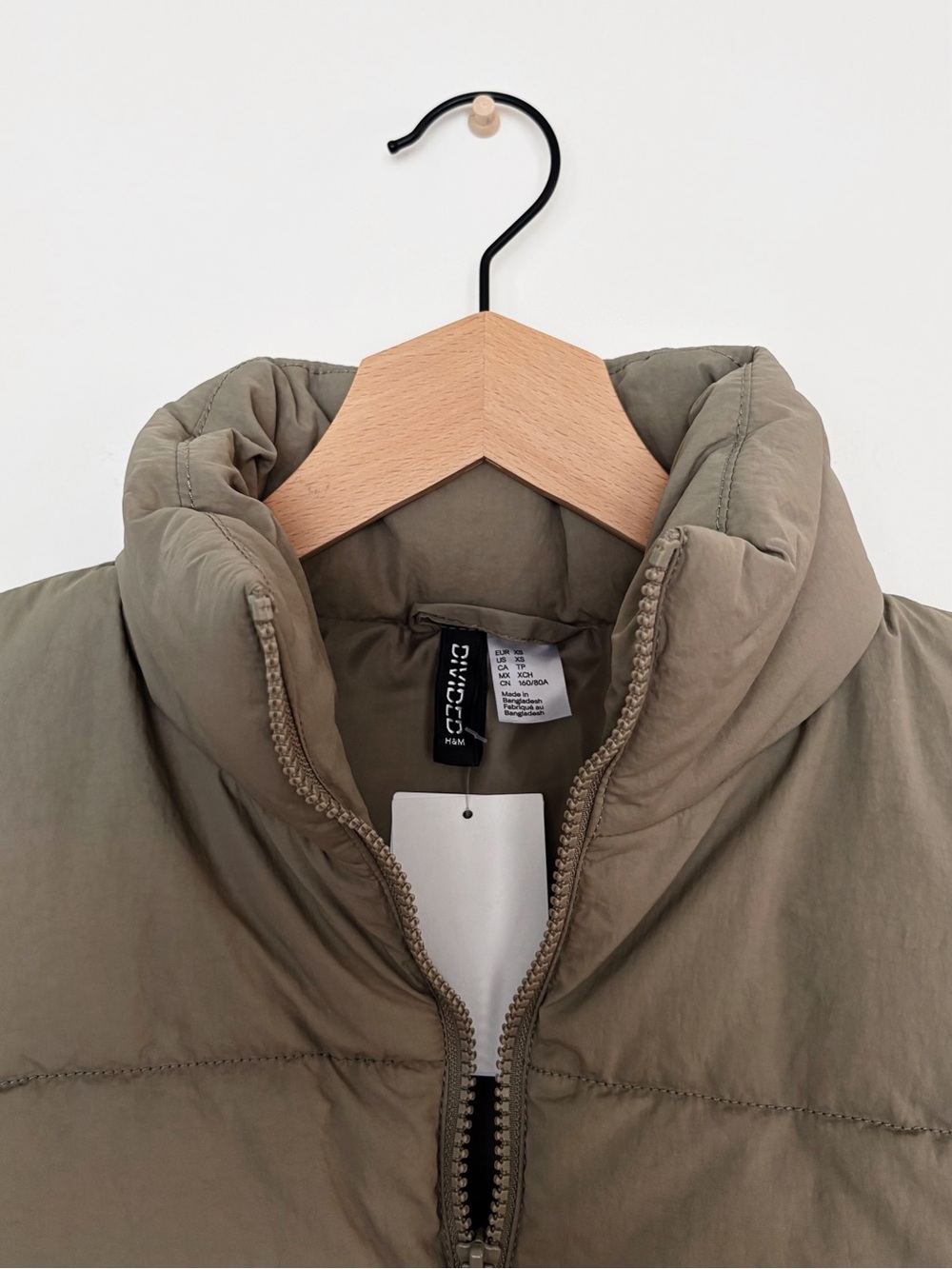 H&M Cropped Puffer Vest in Khaki Green Size XS - Picture 4 of 4